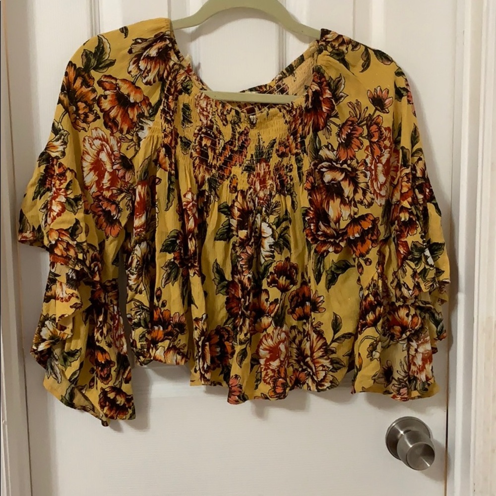 Floral Shimmer Print Off-the-Shoulder Top